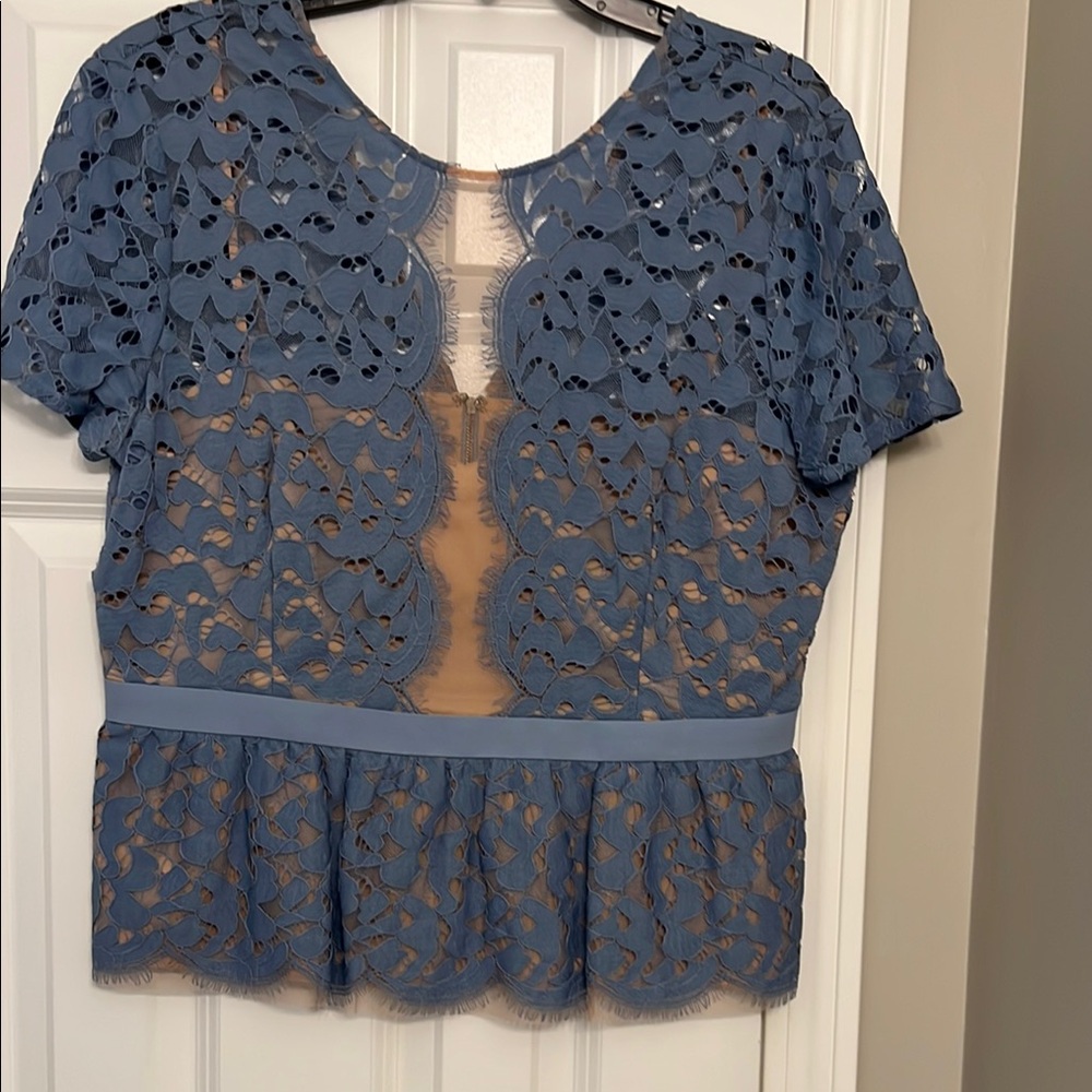 BCBGMaxAzria Blue Peplum Skirt Set